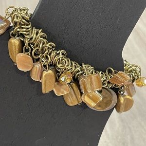 Pretty Beaded Stoned Tan Bracelet A34